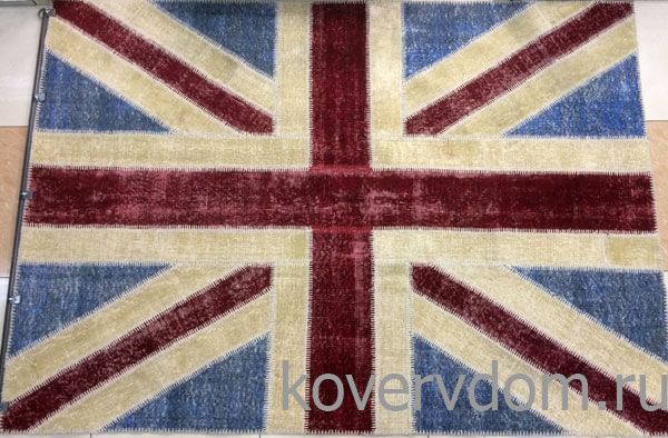 Ковер винтажный ручной работы Британский флаг Vintage Flag Patchwork 230315