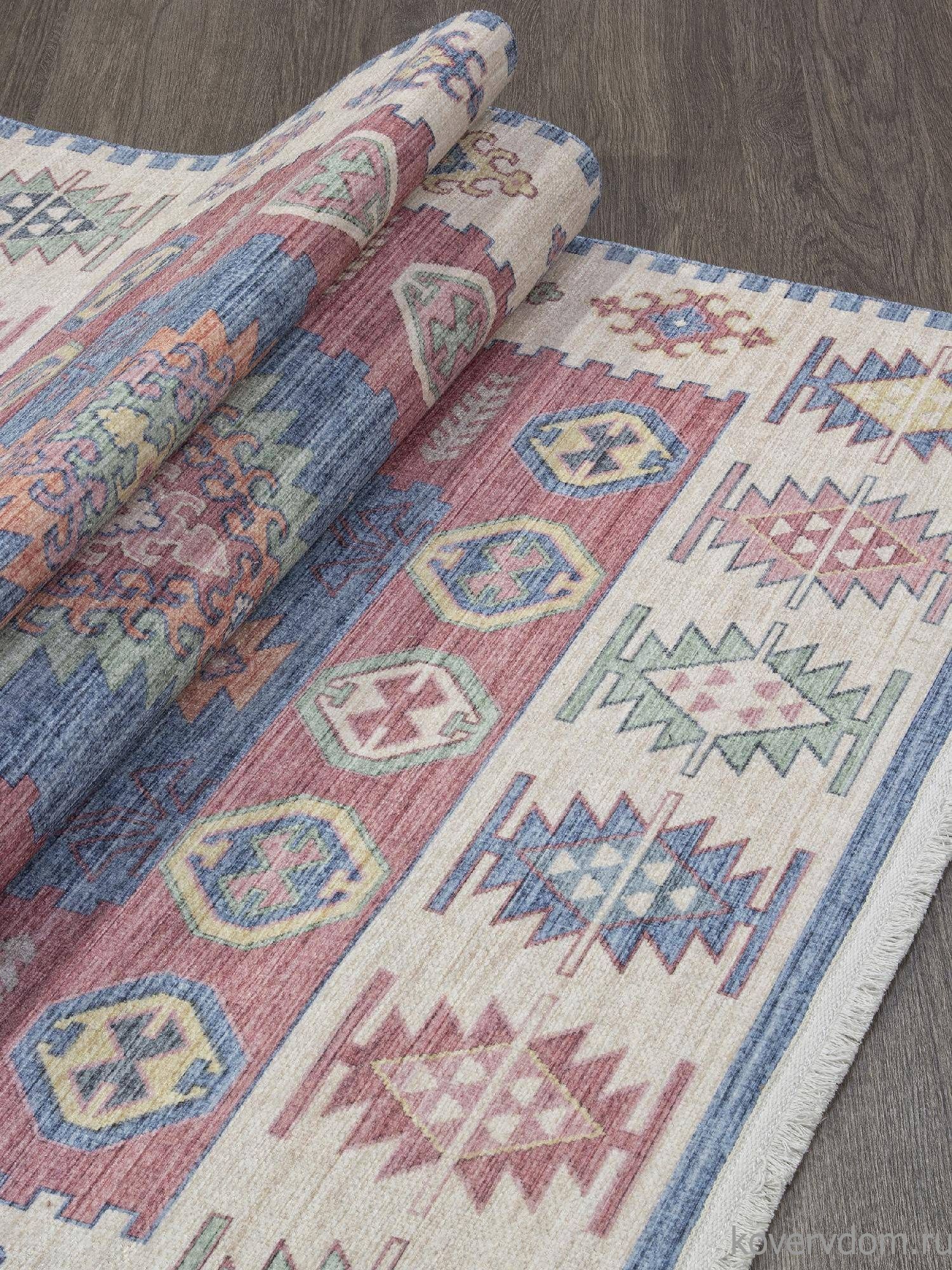 Ковер из полиэстера ЛОТУС AB149B Красный / Синий Ковер из полиэстера ЛОТУС AB149B Красный / Синий